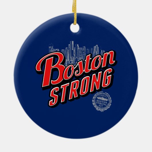 Boston Strong on a Blue Decor Keramik Ornament (Hinten)