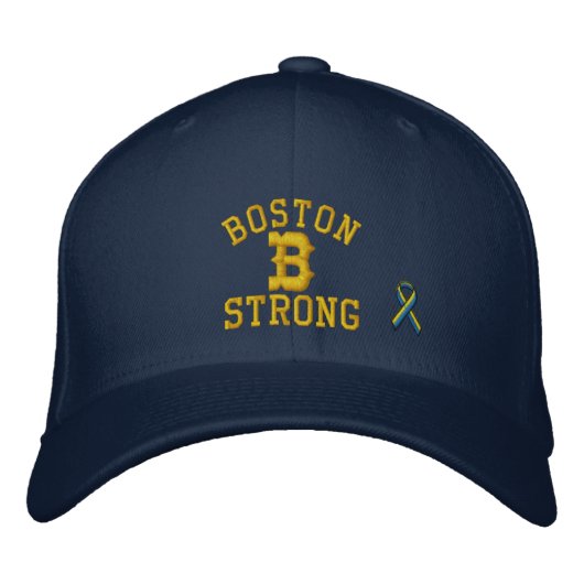Boston Strong Ribbon Edition Bestickte Baseballkappe (Vorderseite)