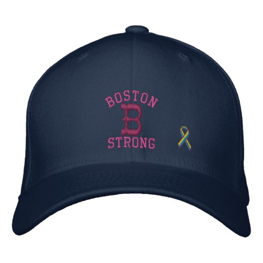 Boston Strong Ribbon Edition Bestickte Baseballkappe (Vorderseite)