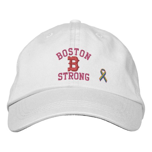 Boston Strong Ribbon Edition Bestickte Baseballkappe (Vorderseite)