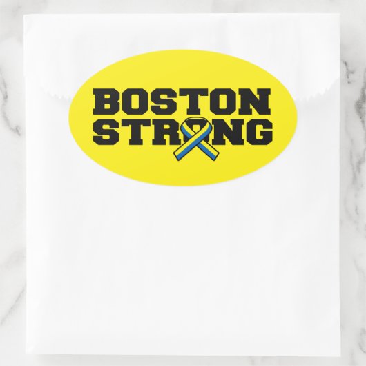BOSTON STRONG Ribbon Grafik Ovaler Aufkleber (Tasche)