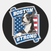 BOSTON STRONG TERRIER RUNDER AUFKLEBER (Vorderseite)