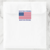 Boston Strong und Strong mit Patriotic USA Flag Quadratischer Aufkleber (Tasche)