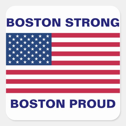 Boston Strong und Strong mit Patriotic USA Flag Quadratischer Aufkleber (Vorderseite)