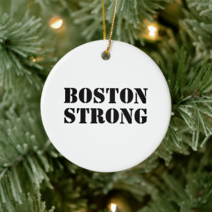 Boston Strong white and black Christmas Keramik Ornament