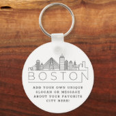 Boston Stylized Skyline | Benutzerdefinierter Slog Schlüsselanhänger (Vorderseite)