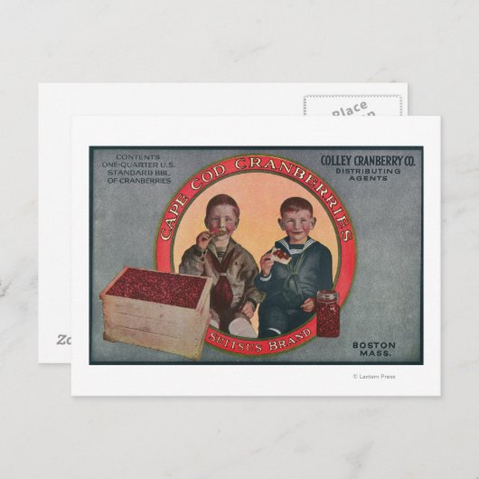Boston Suitsus Marken Cranberry Label Postkarte (Vorne/Hinten)