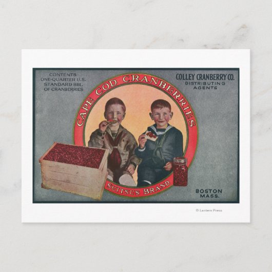 Boston Suitsus Marken Cranberry Label Postkarte (Vorderseite)