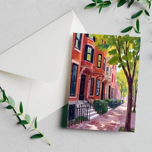 Boston Summer | Massachusetts Brownstone Houses Postkarte