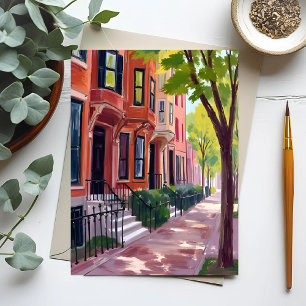 Boston Summer Massachusetts Brownstone Houses Postkarte