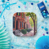 Boston Summer | Massachusetts Brownstones Pappteller (Party)