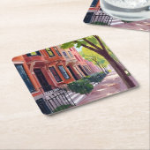 Boston Summer | Massachusetts Brownstones Rechteckiger Pappuntersetzer (angewinkelt)