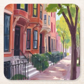 Boston Summer | Massachusetts Brownstones Rechteckiger Pappuntersetzer (Vorderseite)