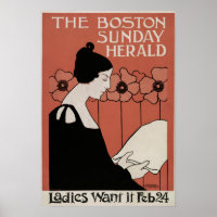 Boston Sunday Herald Vintage Poster von Ethel Reed
