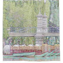 Boston Swan Boats Pencil and Ink Dusche Vorhang