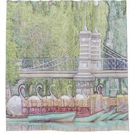 Boston Swan Boats Pencil and Ink Dusche Vorhang