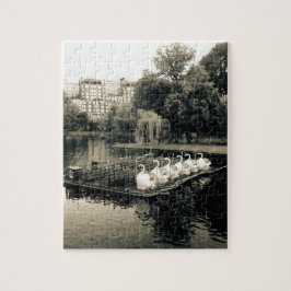 Boston Swan Boote in Schwarz und Weiß Puzzle