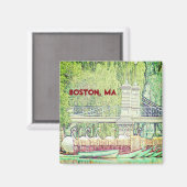 Boston Swan Boote in Stift und Tinte Magnet (Vorderseite/Rückseite)