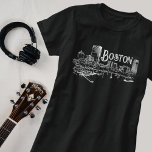 Boston-T - Shirt<br><div class="desc">Boston wurde von der anderen Seite des Flusses aus gesehen. Vintage Skizze mit bedrückter Schrift.</div>