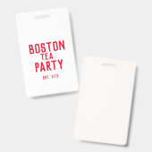 Boston Tea Party Abzeichen Ausweis (Vorder- & Rückseite)
