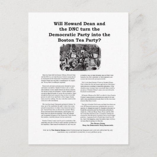 Boston Tee Party Postkarte - Version 2 (Vorderseite)