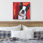 Boston Terrier 12x12 gedehnte Leinwand (Insitu (Schlafzimmer))