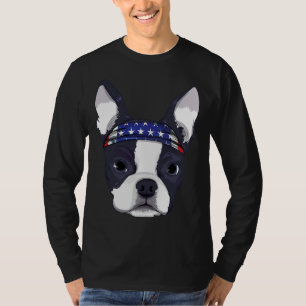 Boston Terrier 4. Juli Amerikanische Flagge Bandan T-Shirt