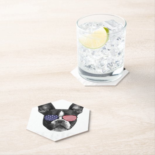 Boston Terrier 4. Juli Dog Lover Merica USA Untersetzer (Vor Ort)