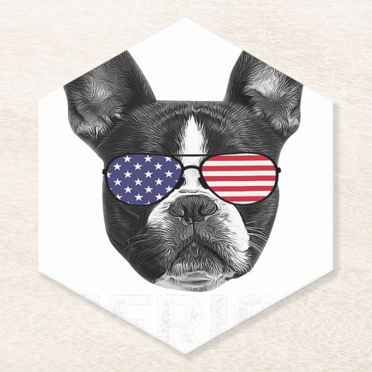 Boston Terrier 4. Juli Dog Lover Merica USA Untersetzer (Vorderseite)