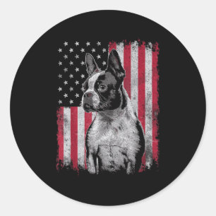 Boston Terrier 4. Juli Patriotic USA Independe Runder Aufkleber