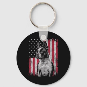 Boston Terrier 4. Juli Patriotic USA Independe Schlüsselanhänger