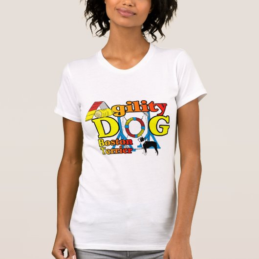 Boston Terrier Agility Geschenke T-Shirt (Vorderseite)