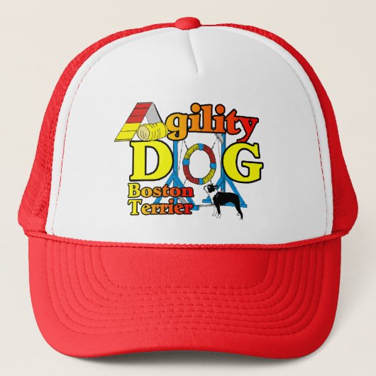 Boston Terrier Agility Geschenke Truckerkappe (Vorderseite)