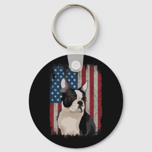 Boston Terrier American Flag Patriotic 4. Juli Schlüsselanhänger