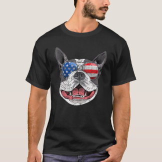 Boston Terrier American USA Flag 4. Juli Fourt T-Shirt