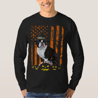 Boston Terrier American USA Flag Funny Halloween T-Shirt