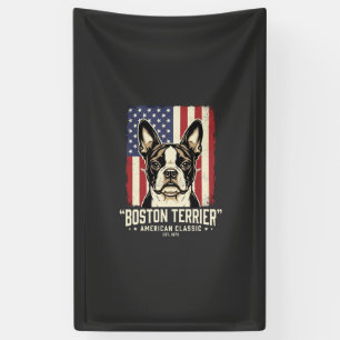 Boston Terrier Amerikanische Klassik Flagge Banner