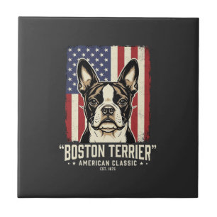 Boston Terrier Amerikanische Klassik Flagge Fliese