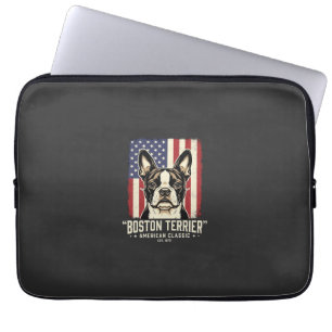 Boston Terrier Amerikanische Klassik Flagge Laptopschutzhülle