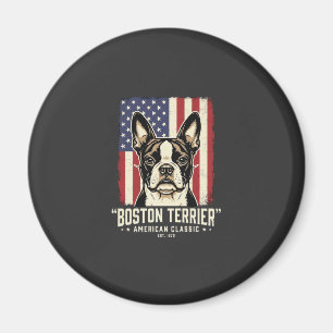 Boston Terrier Amerikanische Klassik Flagge Magnet