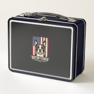 Boston Terrier Amerikanische Klassik Flagge Metall Brotdose