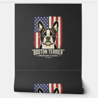 Boston Terrier Amerikanische Klassik Flagge Tapete