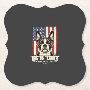 Boston Terrier Amerikanische Klassik Flagge Untersetzer