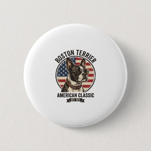 Boston Terrier Amerikanischer Klassischer Hund Fla Button (Vorderseite)