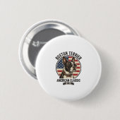 Boston Terrier Amerikanischer Klassischer Hund Fla Button (Vorne & Hinten)