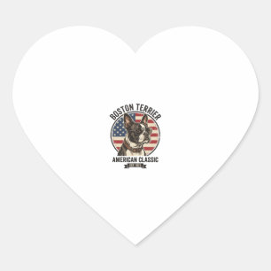 Boston Terrier Amerikanischer Klassischer Hund Fla Herz-Aufkleber