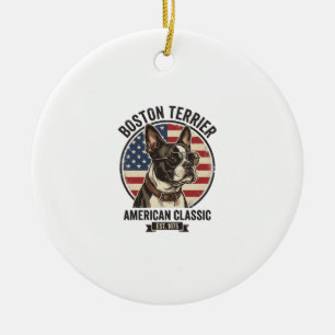 Boston Terrier Amerikanischer Klassischer Hund Fla Keramik Ornament