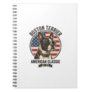Boston Terrier Amerikanischer Klassischer Hund Fla Notizblock