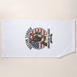 Boston Terrier Amerikanischer Klassischer Hund Fla Strandtuch