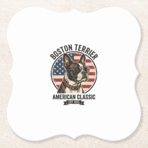 Boston Terrier Amerikanischer Klassischer Hund Fla Untersetzer